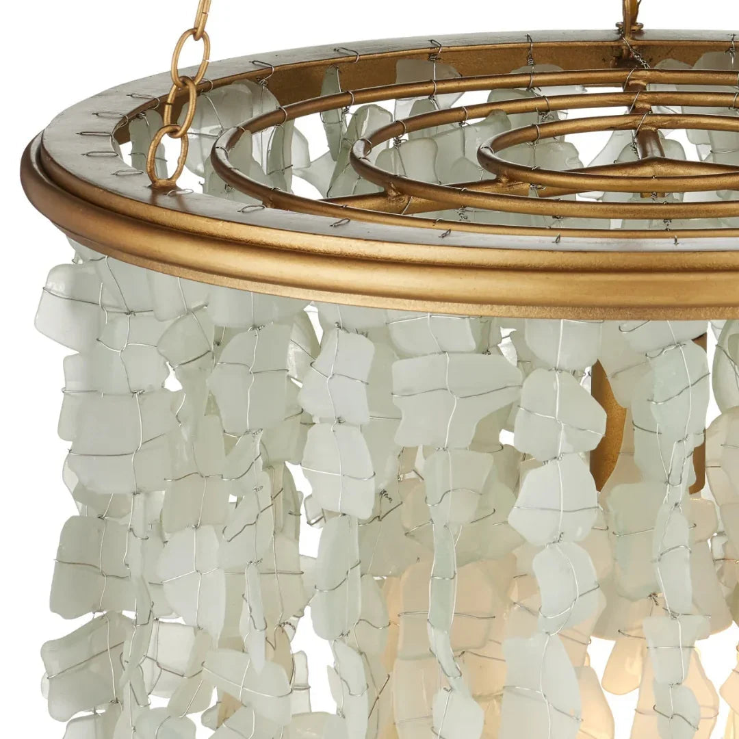 Lustre effet pluie en verre de mer