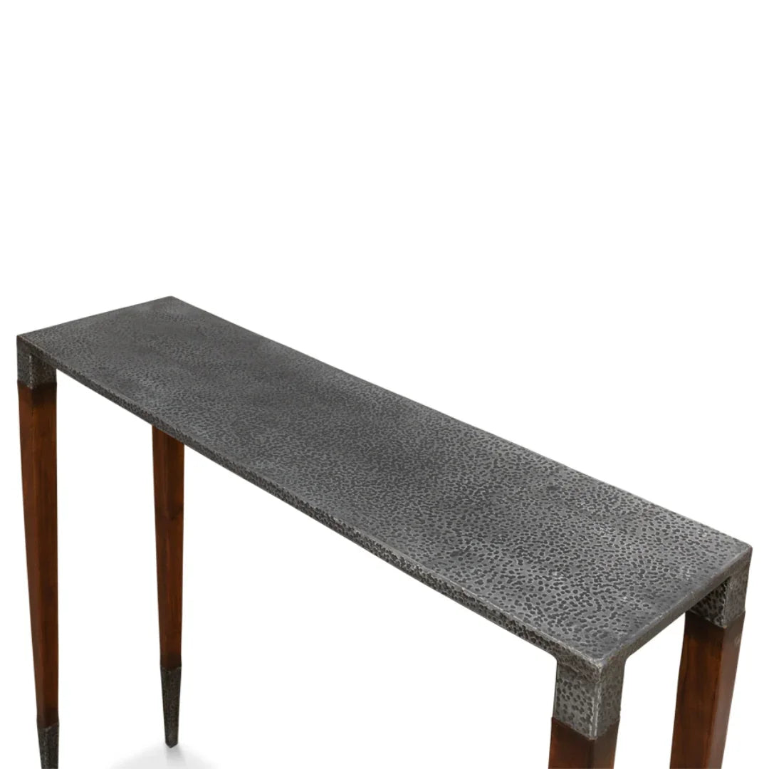 Table console moderne à plateau en fer ancien