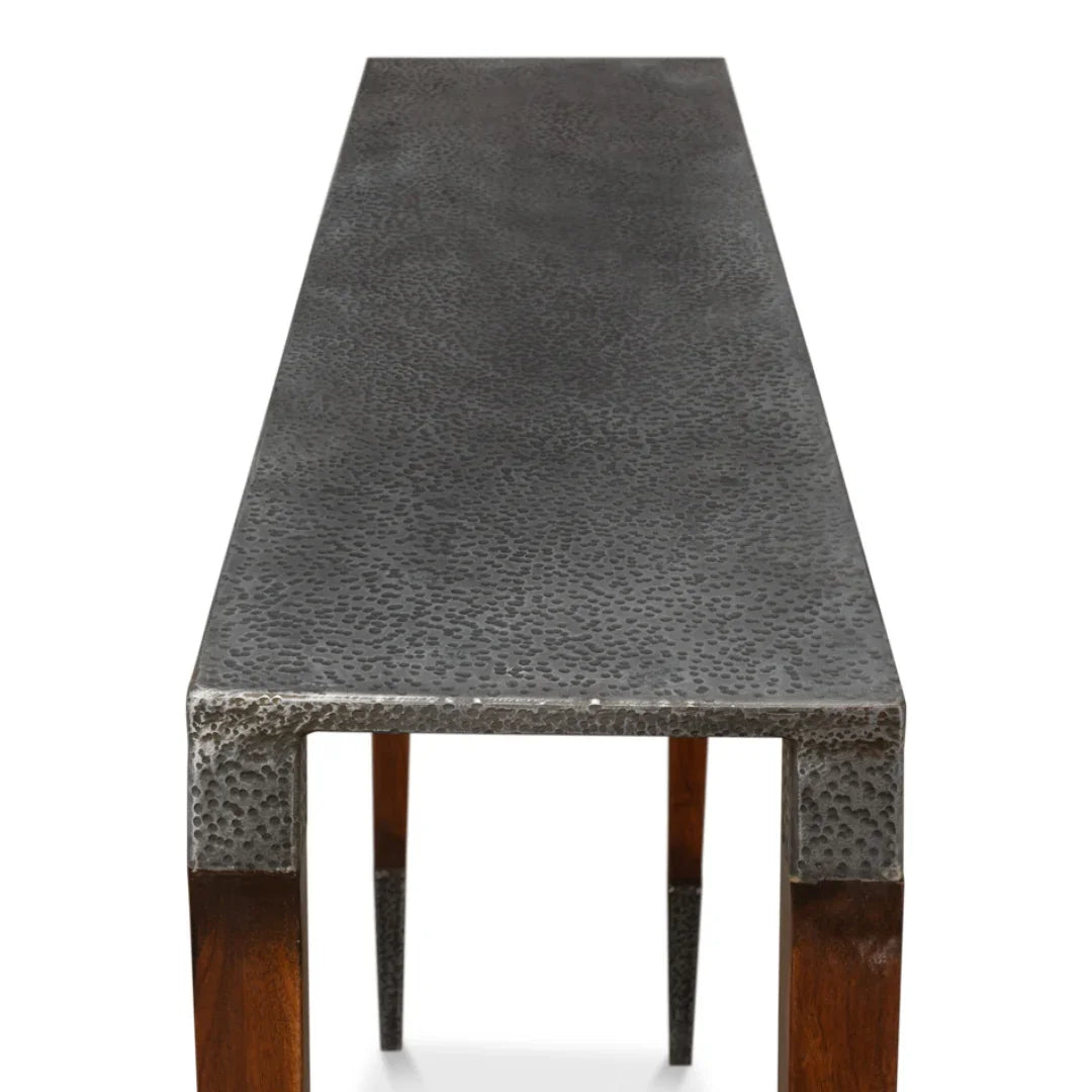 Table console moderne à plateau en fer ancien
