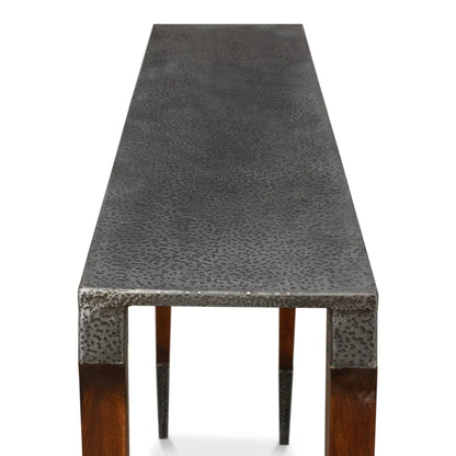 Table console moderne à plateau en fer ancien