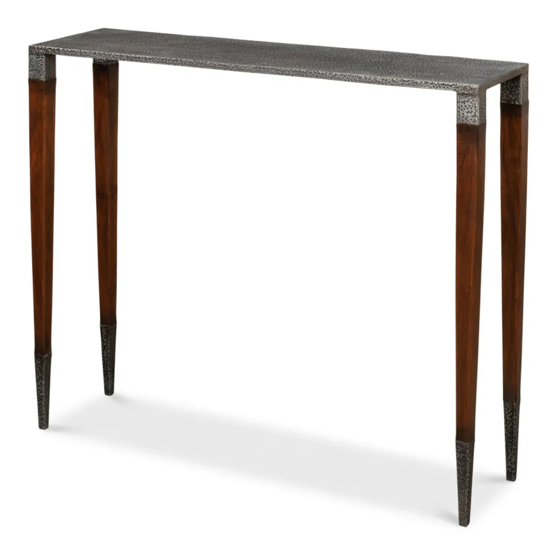 Table console moderne à plateau en fer ancien