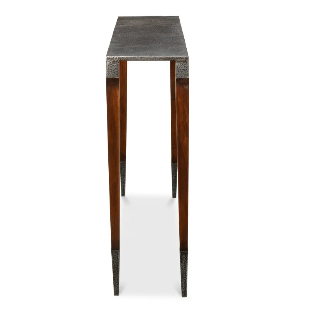 Table console moderne à plateau en fer ancien