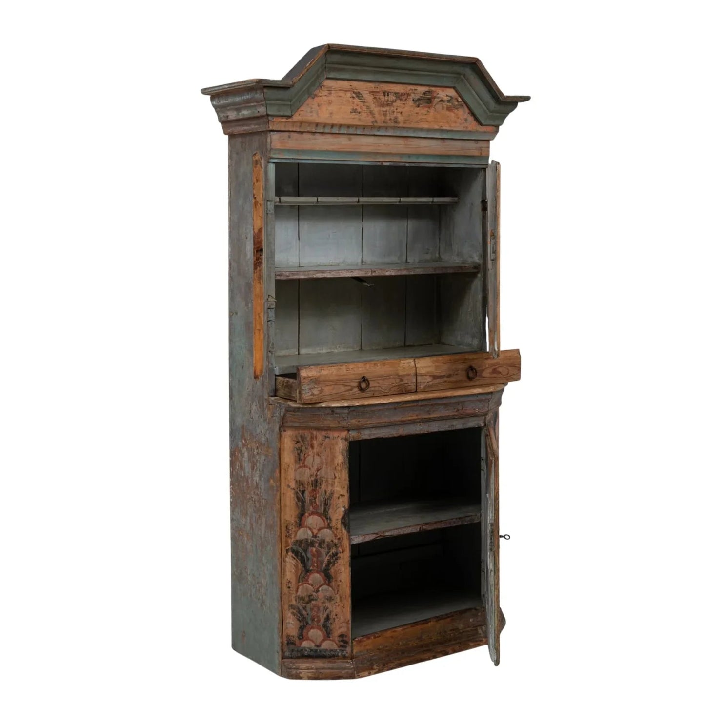 Armoire d'été à motifs floraux suédois, vers 1900