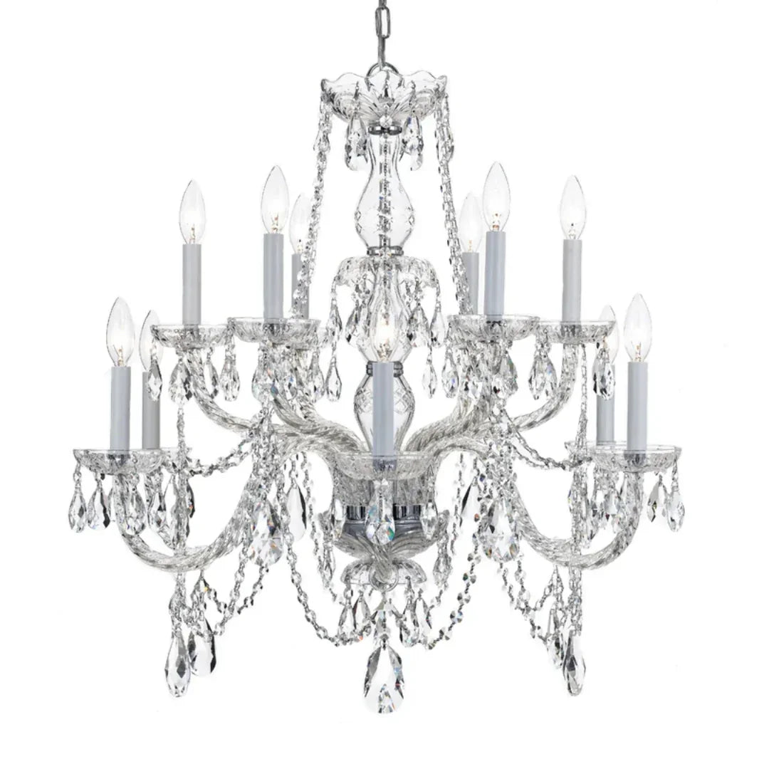 Lustre traditionnel à deux niveaux en cristal