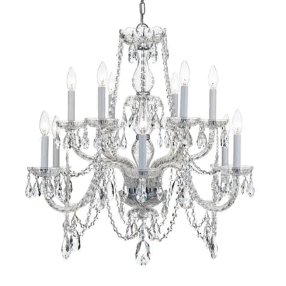 Lustre traditionnel à deux niveaux en cristal