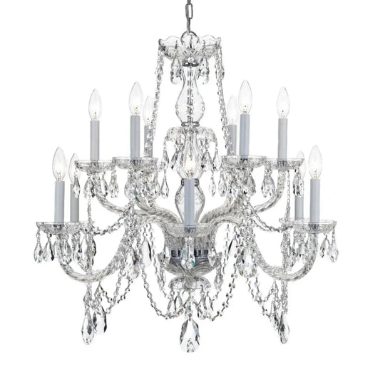 Lustre traditionnel à deux niveaux en cristal