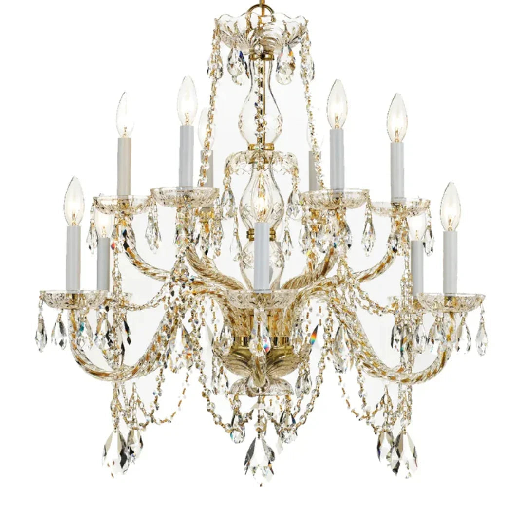 Lustre traditionnel à deux niveaux en cristal