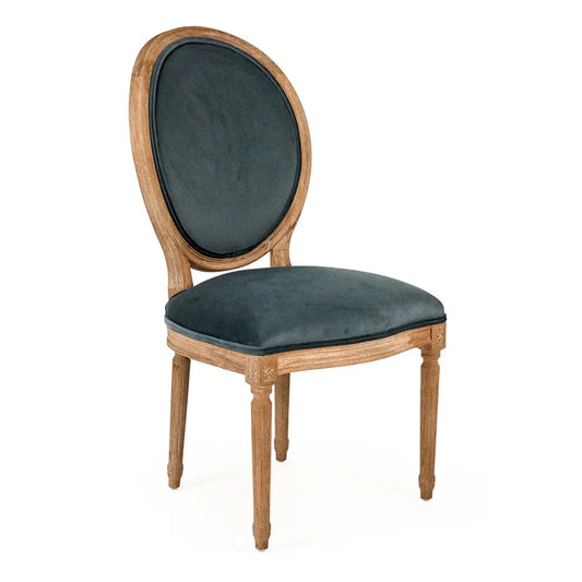 Chaise de salle à manger à médaillon français turquoise