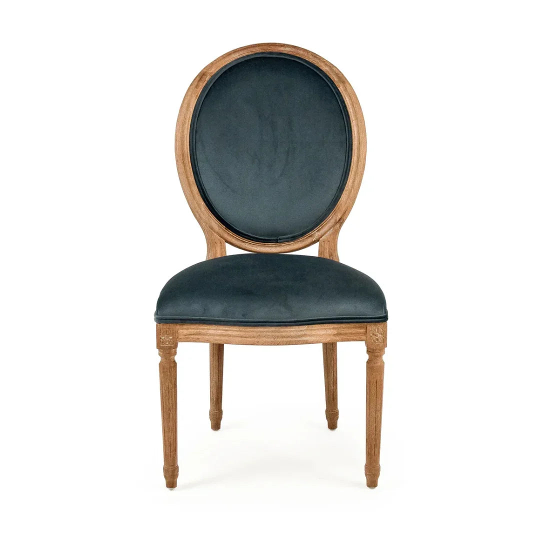 Chaise de salle à manger à médaillon français turquoise