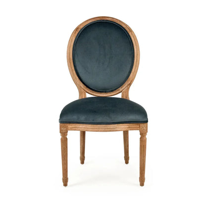 Chaise de salle à manger à médaillon français turquoise