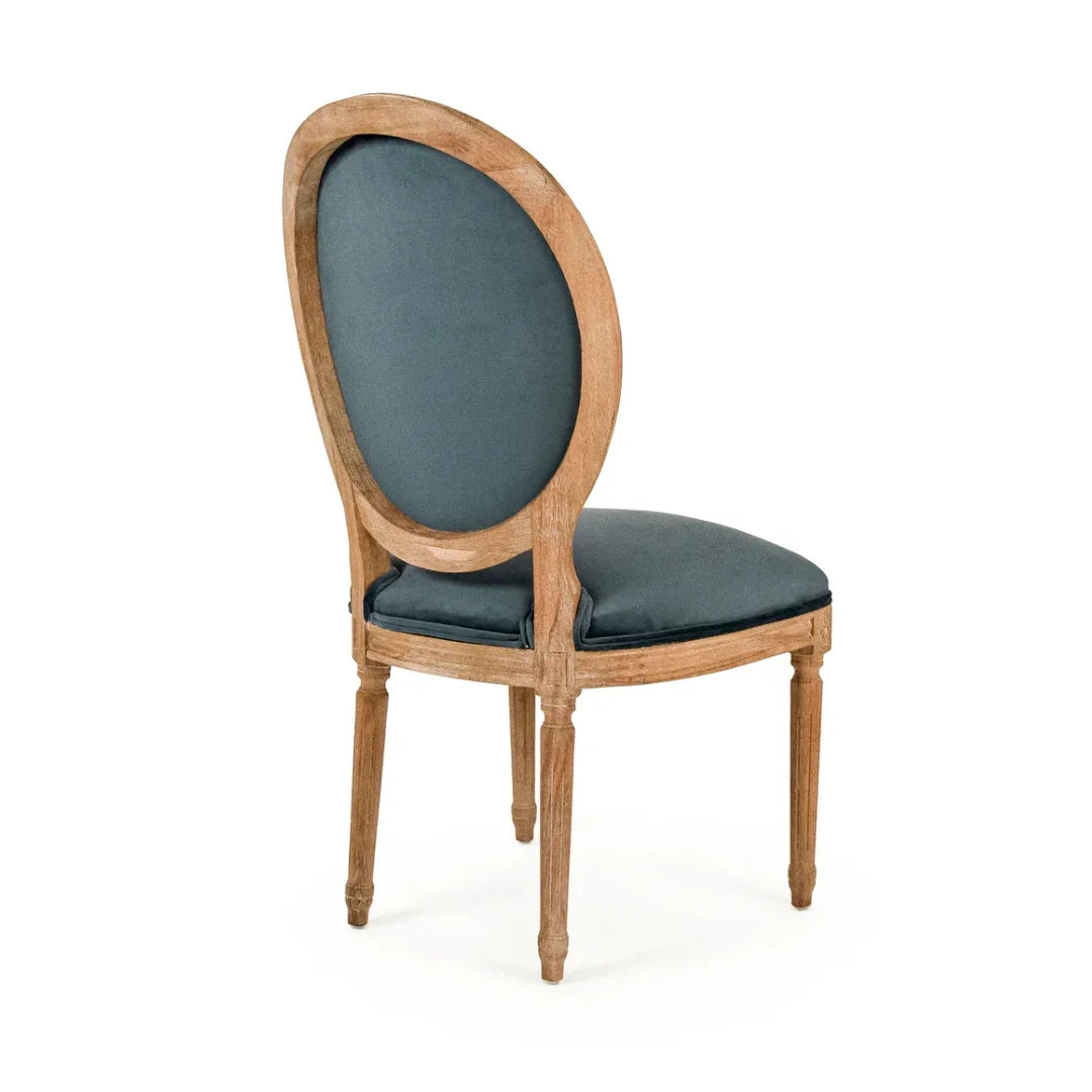 Chaise de salle à manger à médaillon français turquoise