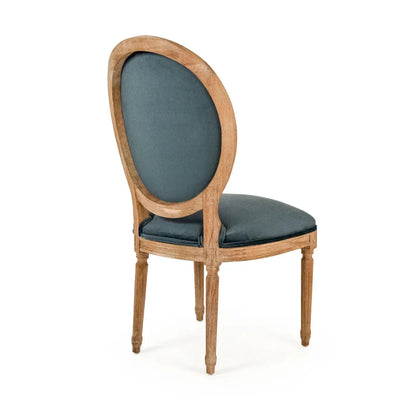 Chaise de salle à manger à médaillon français turquoise