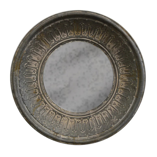 Miroir mural rond en métal d'inspiration vintage