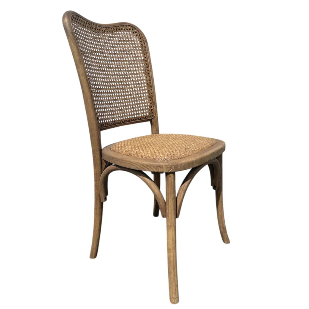 Chaise de bistrot à dossier incurvé en rotin