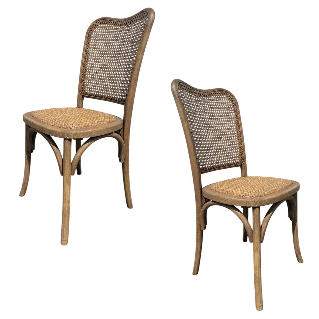 Chaise de bistrot à dossier incurvé en rotin