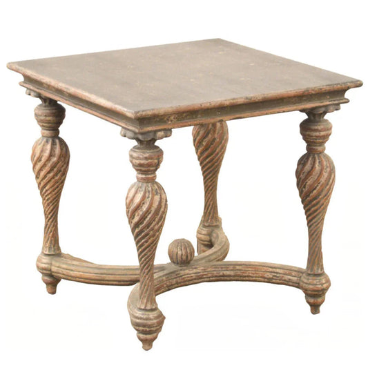 Table d'appoint Verte en bois sculpté