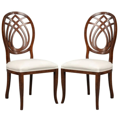 Ensemble de chaises à dossier ajouré incurvé en bois de noyer