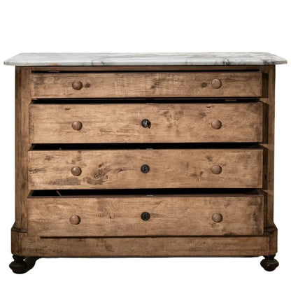 Coffre rustique français à plateau en marbre, vers 1880