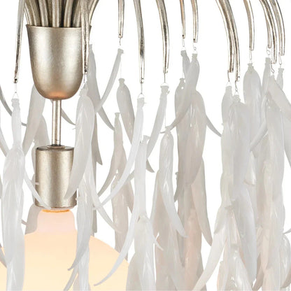 Lustre en verre blanc en forme de saule pleureur