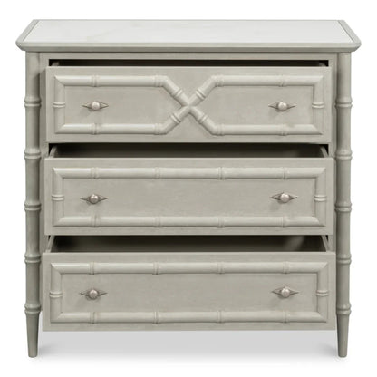 Coffre d'appoint en bambou avec plateau en porcelaine blanche