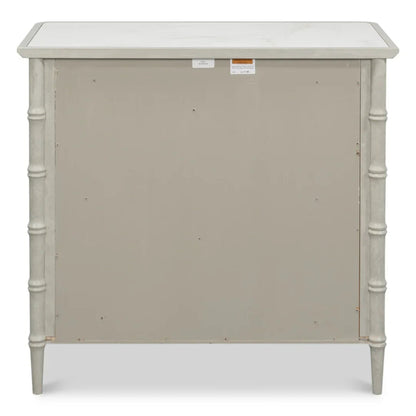 Coffre d'appoint en bambou avec plateau en porcelaine blanche