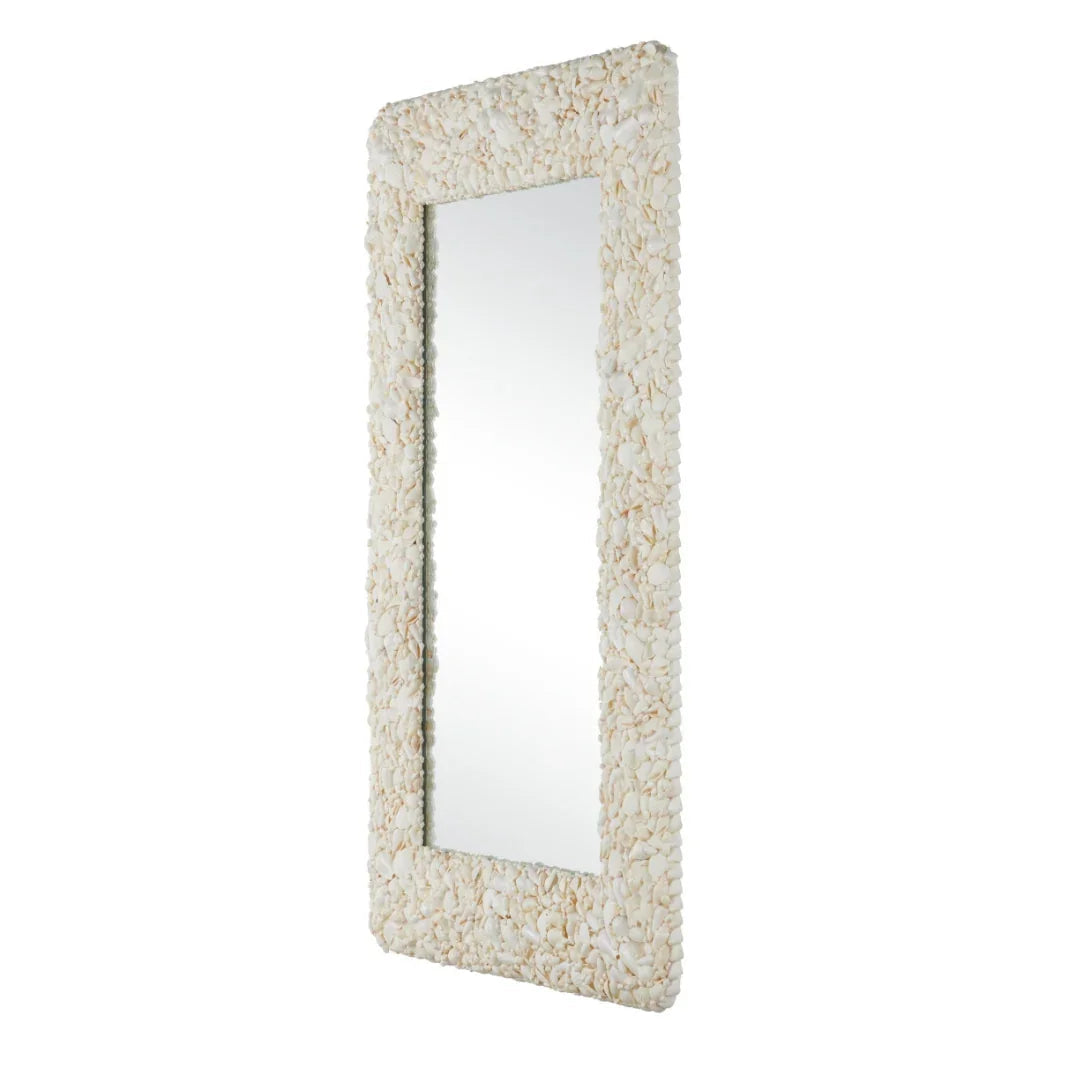 Miroir texturé coquillage blanc