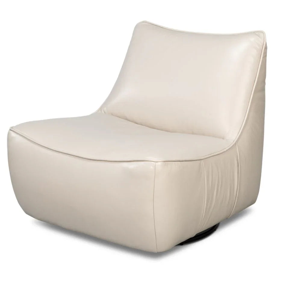 Fauteuil pivotant moderne en cuir blanc
