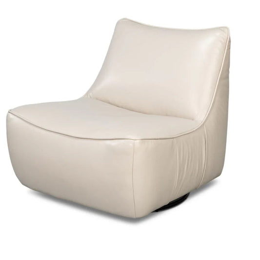 Fauteuil pivotant moderne en cuir blanc