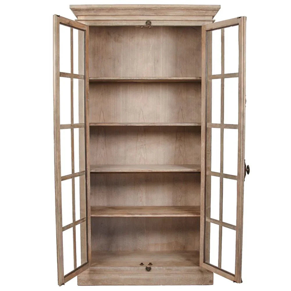 Armoire de bibliothèque en verre de Provence patiné