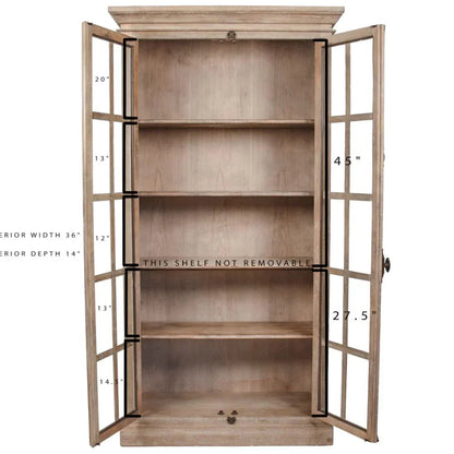 Armoire de bibliothèque en verre de Provence patiné