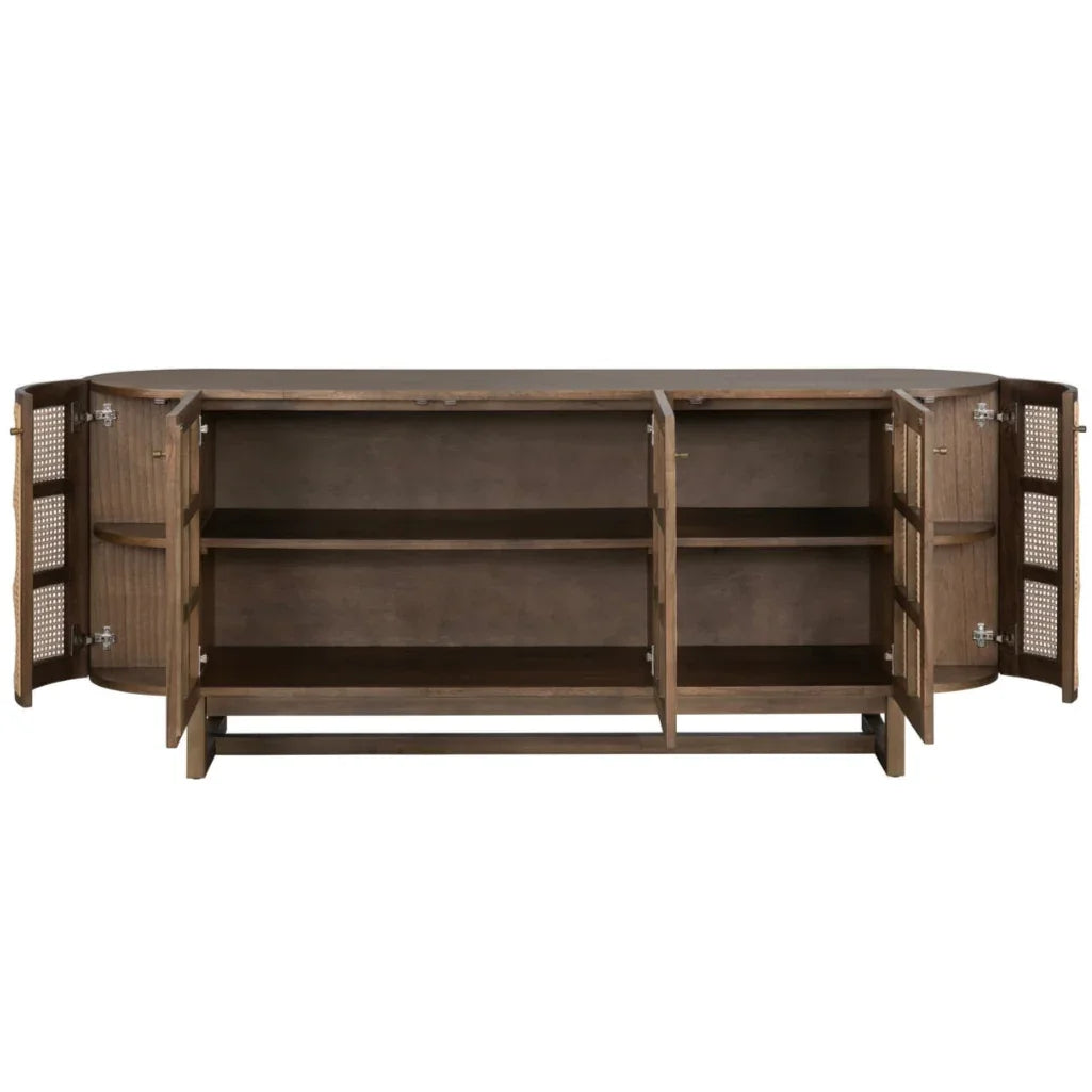 Buffet de porte en rotin tressé à silhouette arrondie