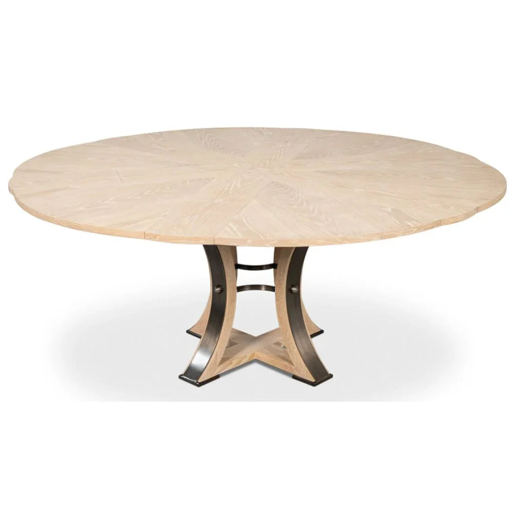 Table de salle à manger Tower Jupe en chêne blanchi