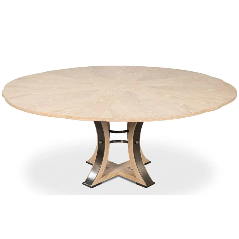 Table de salle à manger Tower Jupe en chêne blanchi