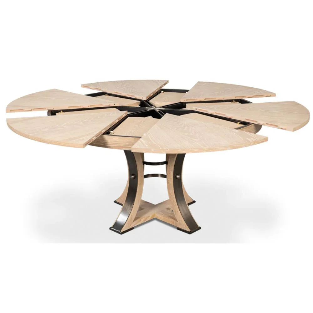 Table de salle à manger Tower Jupe en chêne blanchi