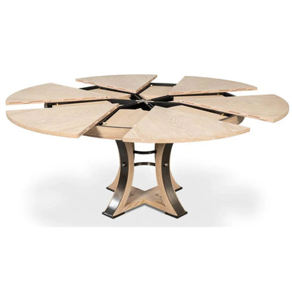 Table de salle à manger Tower Jupe en chêne blanchi