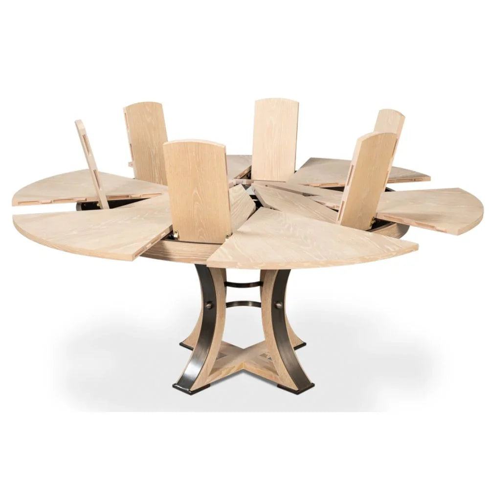 Table de salle à manger Tower Jupe en chêne blanchi