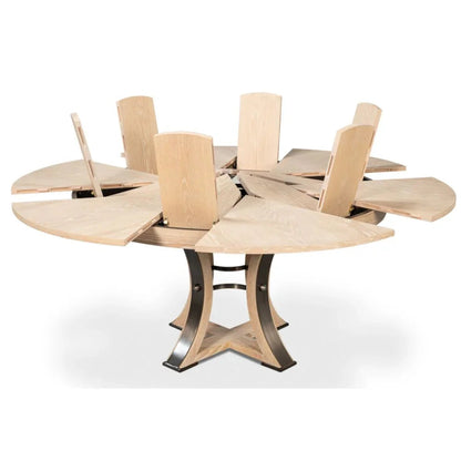 Table de salle à manger Tower Jupe en chêne blanchi