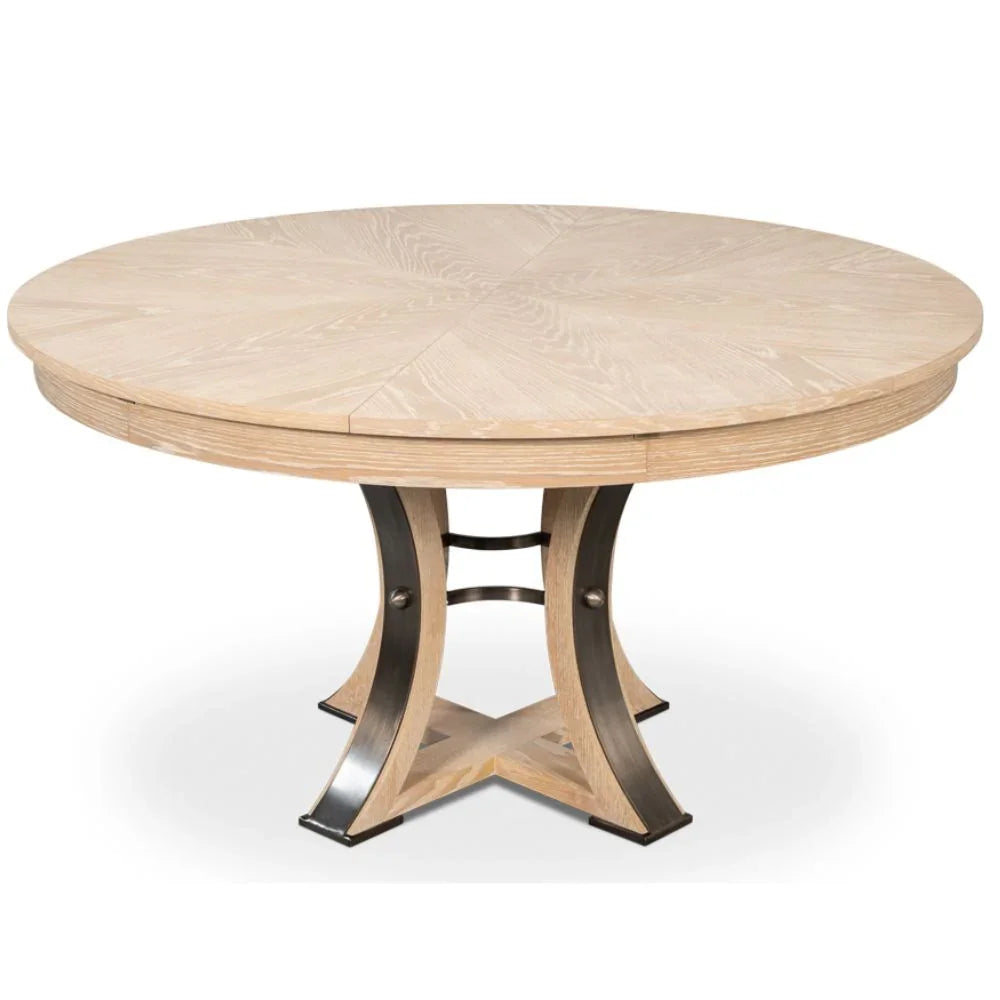 Table de salle à manger Tower Jupe en chêne blanchi