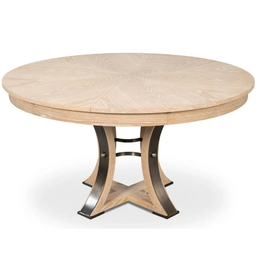 Table de salle à manger Tower Jupe en chêne blanchi