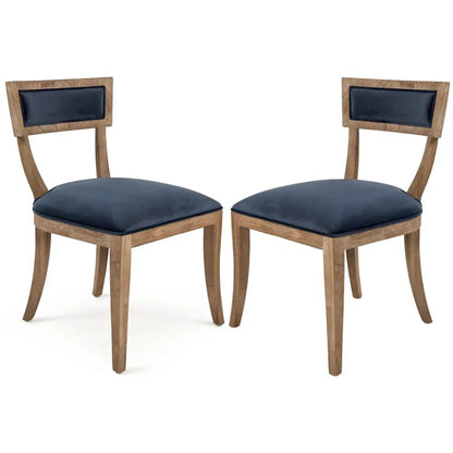 Chaises à dossier incurvé en velours bleu - Paire