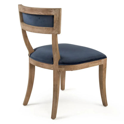 Chaises à dossier incurvé en velours bleu - Paire