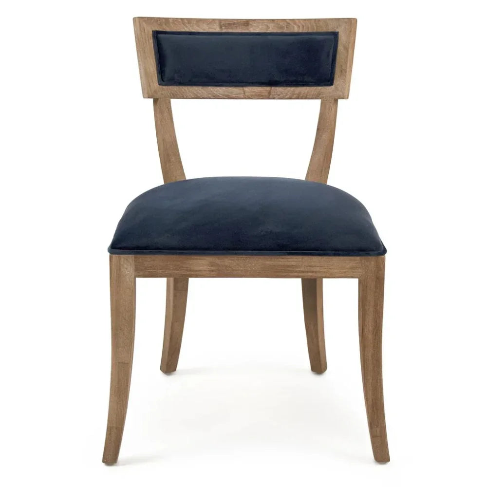 Chaises à dossier incurvé en velours bleu - Paire