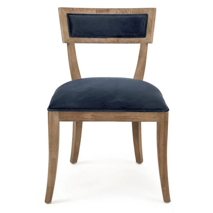 Chaises à dossier incurvé en velours bleu - Paire