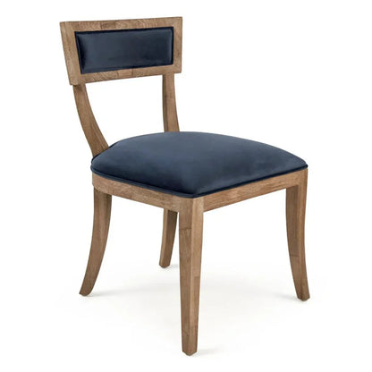 Chaises à dossier incurvé en velours bleu - Paire