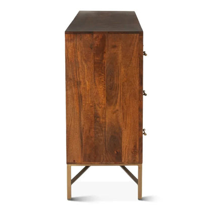 Commode Harper à base en laiton cannelé