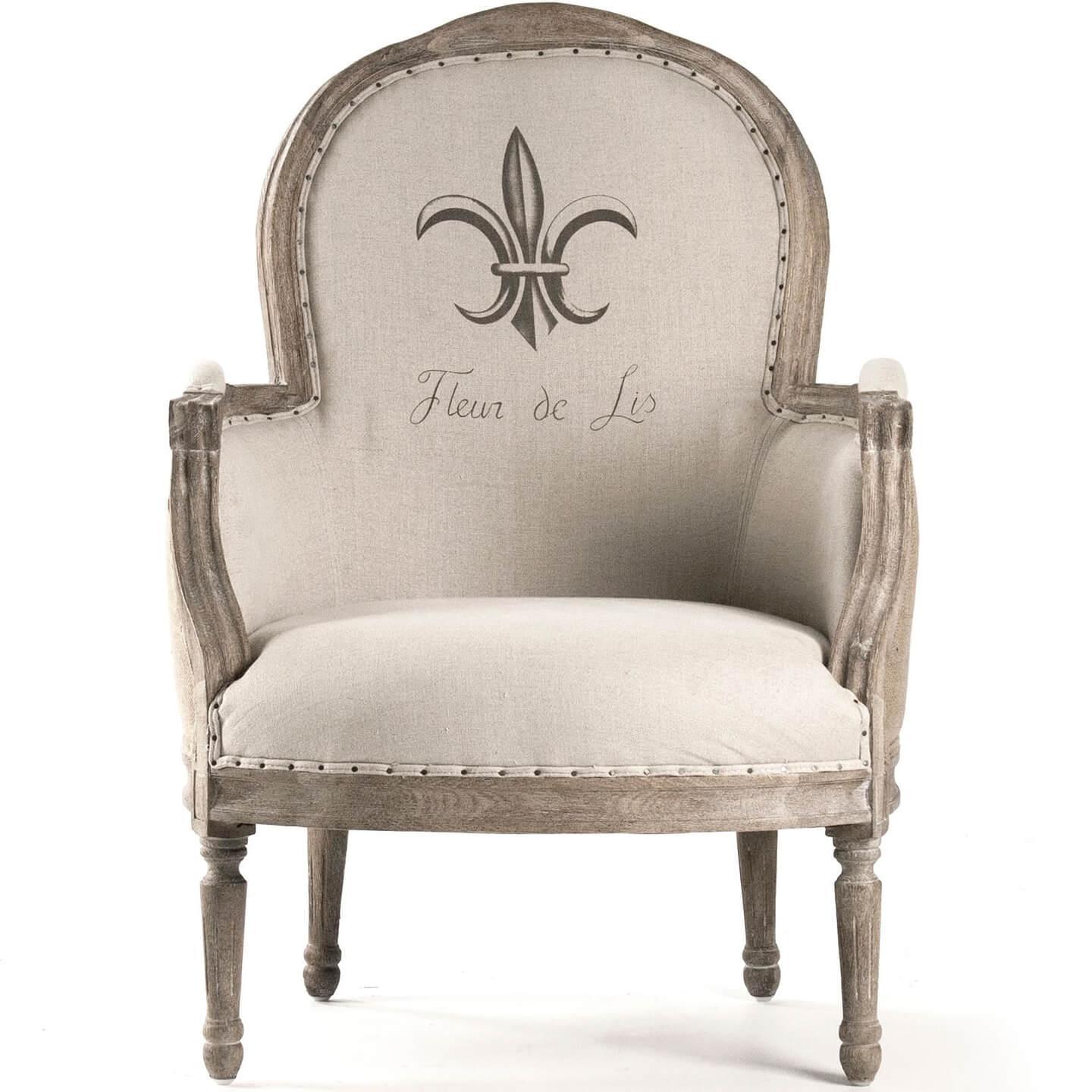 Chaise en jute à motif floral français