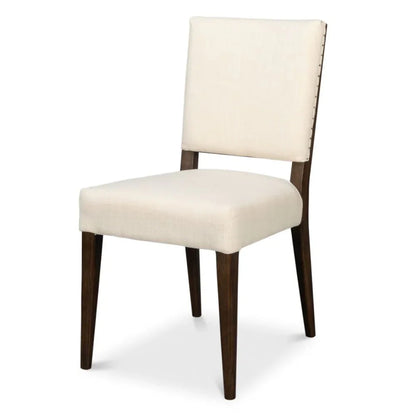 Chaise de salle à manger en chêne et lin style milieu du siècle - Lot de 2