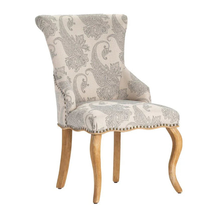 Fauteuil d'appoint gris clair à motif cachemire