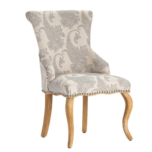 Fauteuil d'appoint gris clair à motif cachemire