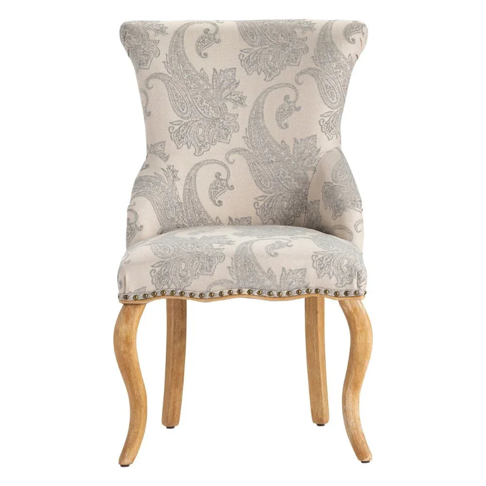 Fauteuil d'appoint gris clair à motif cachemire